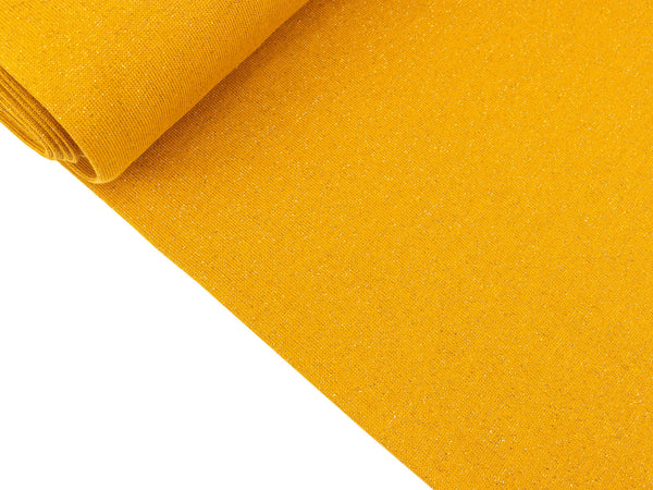 Glatte Bündchenware Sven senfgelb mit goldenem Glitzer