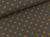 Baumwolljersey Pinstars goldocker auf Grau