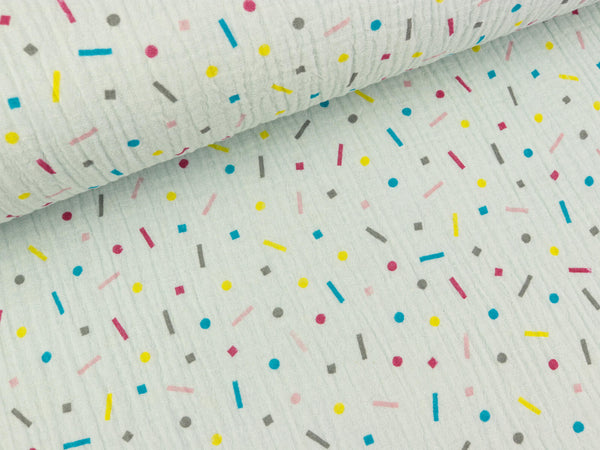Baumwoll Double Gauze Celebrate bunt-hellblau