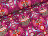 Baumwolljersey Paradies Birds bunt auf Fuchsia