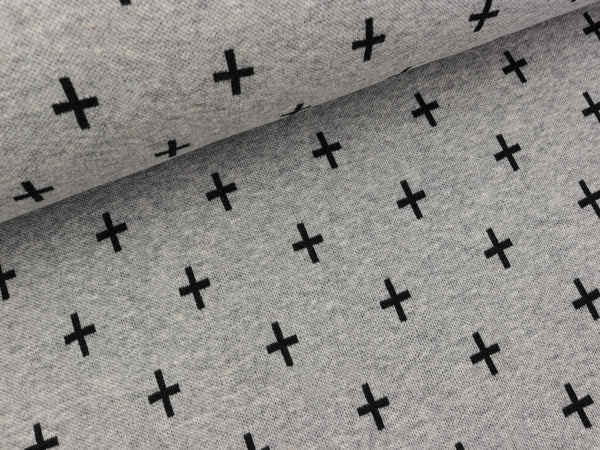 Hamburger Liebe 2 Farb-Jacquardjersey Mono Criss Cross mittelgrau meliert-schwarz