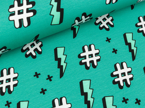 Hamburger Liebe Baumwolljersey Mono Hashtag caraibi