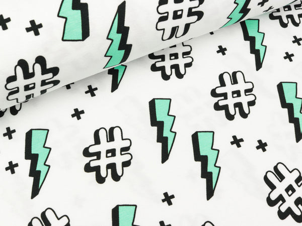 Hamburger Liebe Baumwolljersey Mono Hashtag weiß