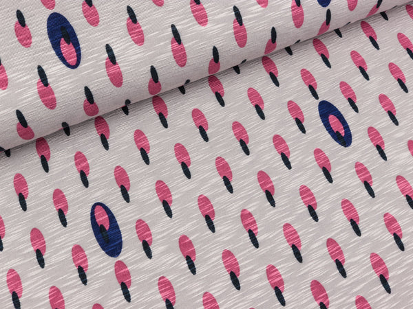 Reststück 44cm - Slub Viskosejersey Milli Ovale silbergrau-beere