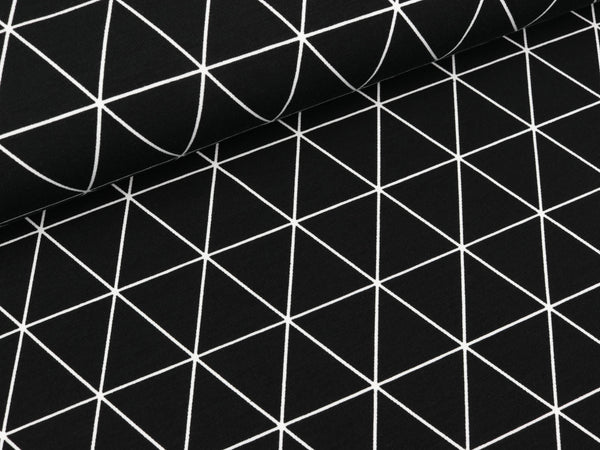 Baumwolljersey Dreiecke weiß-schwarz