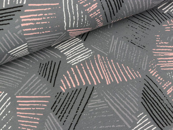 Baumwolljersey Diagonal  Stripes grau