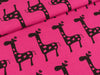 Baumwolljersey Vicente Giraffen dunkelbraun auf Pink