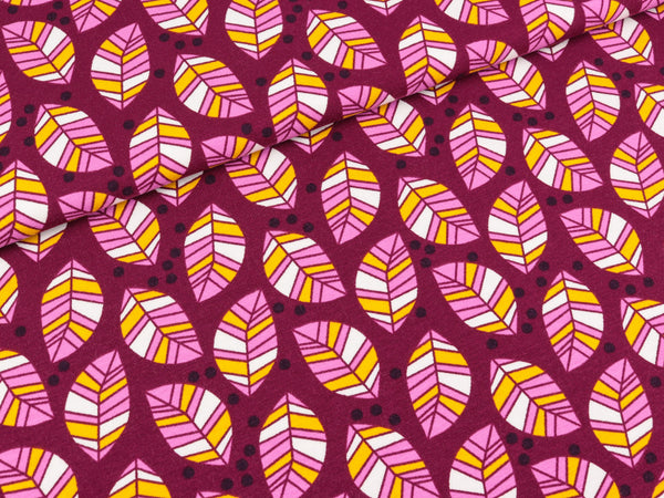 Baumwolljersey Granny's Garden Blätter beere Blaubeerstern