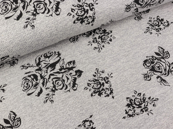 Stricksweat Melvin Rosenmuster schwarz auf grau meliert