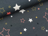 Baumwollsweat Mira Sterne bunt auf Anthrazit