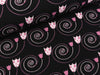 Baumwolljersey Oh Deer! Blumenwirbel pink-rose auf Schwarz