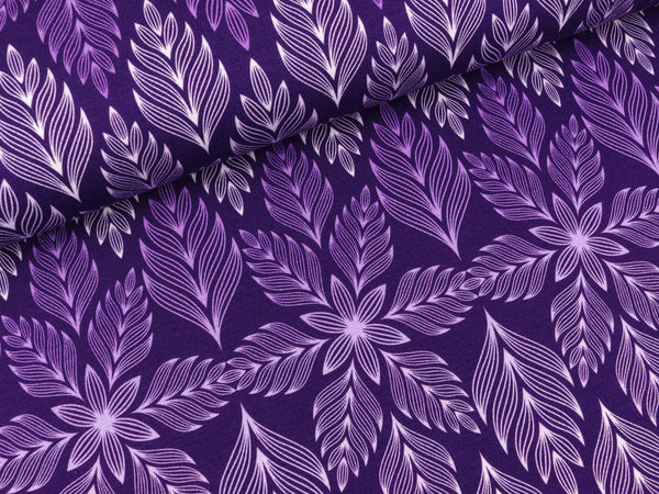 Modalsweat Winter Blossom Große Blumen ultra violett by Lycklig Design