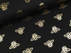 Baumwolljersey Printed Bee gold auf Schwarz