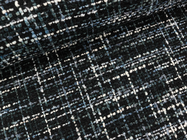 Jacquard Boucle Karo schwarz-grau-weiß kariert
