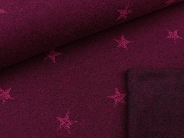 Reststück 40cm - Sweat Sterne pink auf beere-schwarz meliert