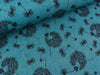 Softshell Pusteblumen schwarz auf petrol-schwarz meliert