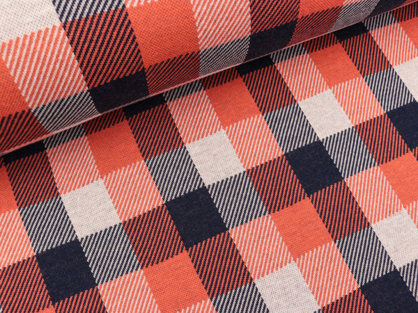 Hamburger Liebe 3 Farb-Jacquardjersey Check Point Douglas blue navy-papaia-yemen