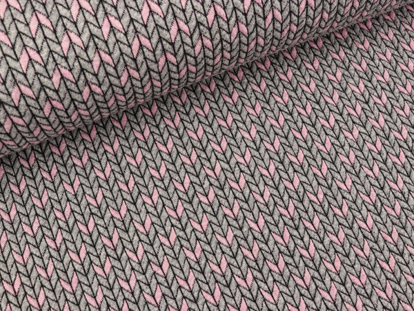 Hamburger Liebe Check Point Big Knit Stitches mittelgrau meliert-rose