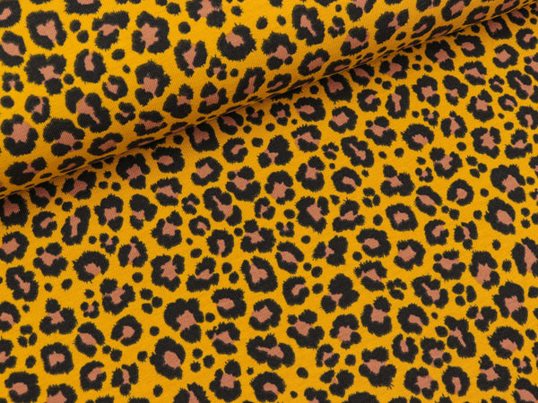Baumwolljersey Leoprint senfgelb