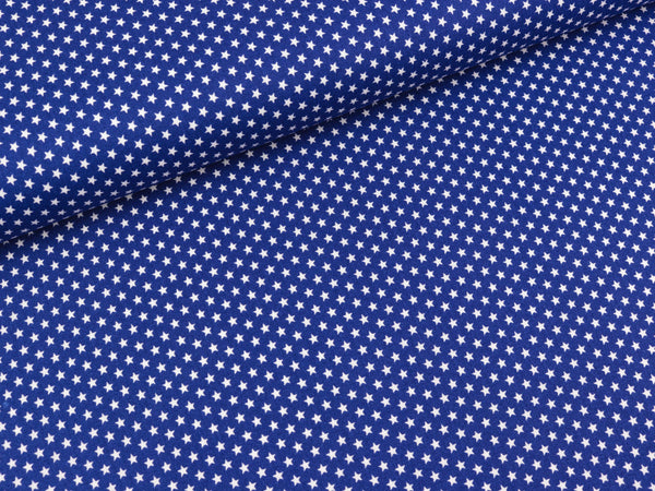 Baumwollstoff Mini Stars weiß auf Royalblau