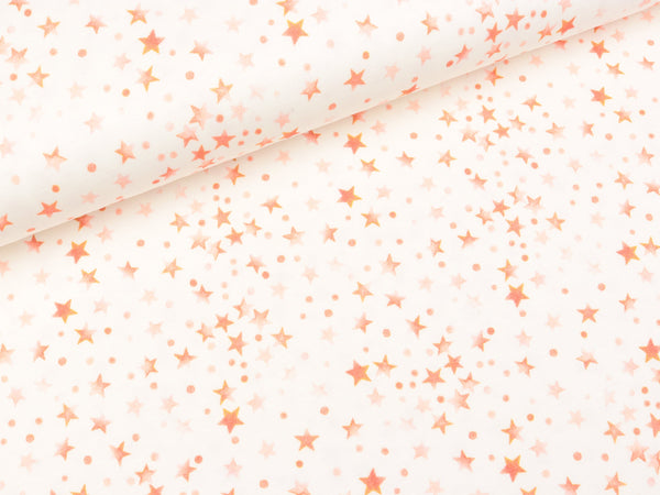 Baumwolljersey Mini Summer Kleine Sterne apricot auf Weiß