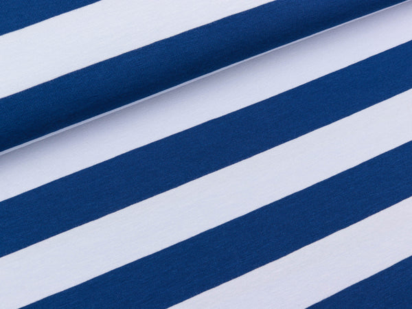 Baumwolljersey Isa Blockstreifen dunkelblau-hellblau