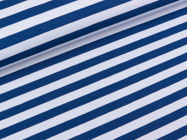 Baumwolljersey Isa Streifen dunkelblau-hellblau