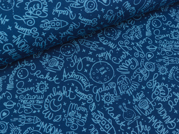 Reststück 40cm - French Terry Mauna Kea dunkelblau-hellblau by Lila-Lotta FS19