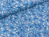 Reststück 38cm - Baumwolljersey Marmaris Blätter weiß auf Blau by Lila-Lotta FS19