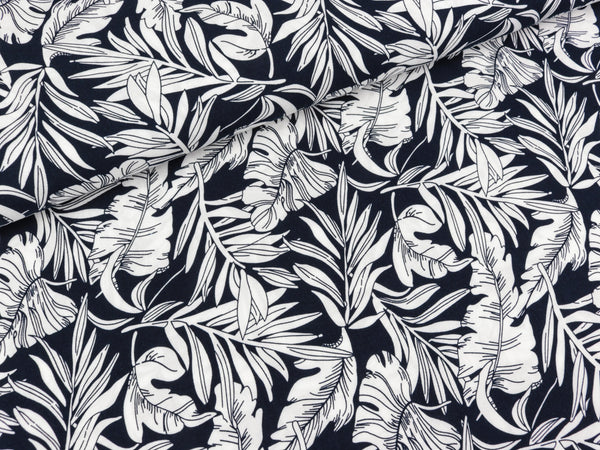 Viskosestoff Blätter weiß auf Marineblau