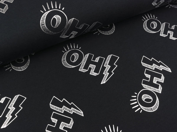 Hamburger Liebe Folienprint Baumwolljersey Glow Oh! schwarz-silber