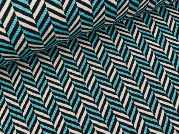 Hamburger Liebe Jacquard Glow Herringbone schwarz-türkis-winterweiß-silber
