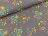 Baumwolljersey Flowers bunt auf Grau