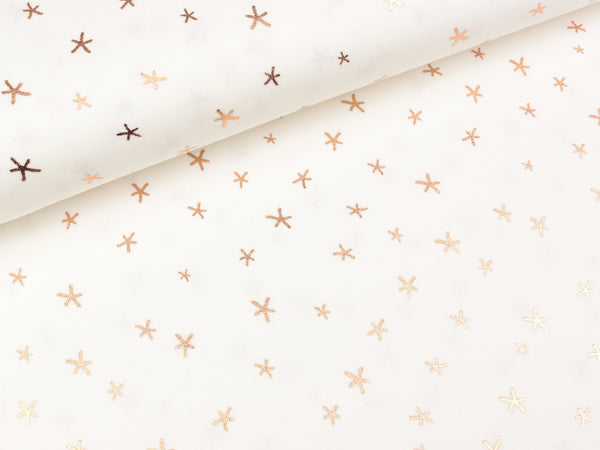 Baumwolljersey Folienprint Starfish kupfer auf Weiß