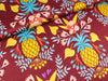 Reststück 66cm - Baumwoll-Satin Druck "At the Beach" Sweet Pineapple bordeaux by Hamburger Liebe