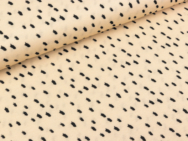 Viskose Krepp Palina Kleine Farbkleckse schwarz auf Beige