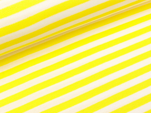 Reststück 100cm - Polo Me Piqué Stripes weiß-giallino by Hamburger Liebe