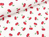 Baumwolljersey Cherry Pop  Kirschen rot auf Weiß