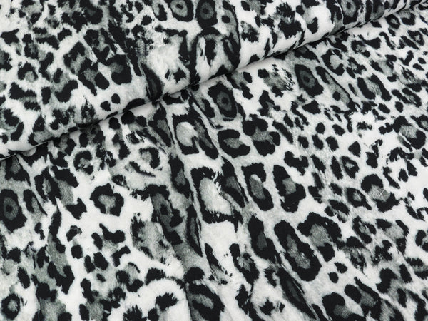 Viskosestoff Daisy Leopardenmuster schwarz-grau-weiß