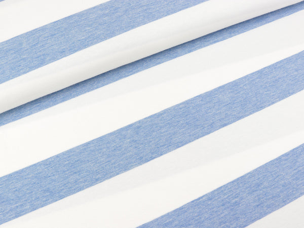 Baumwolljersey Melange Blockstreifen hellblau-weiß