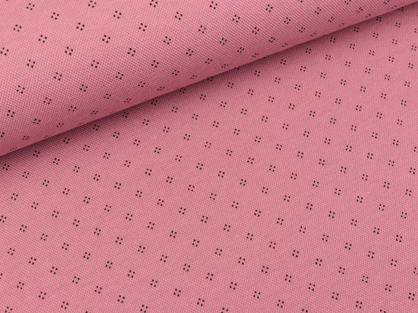 Baumwoll-Polopiqué Dots schwarz auf Altrosa
