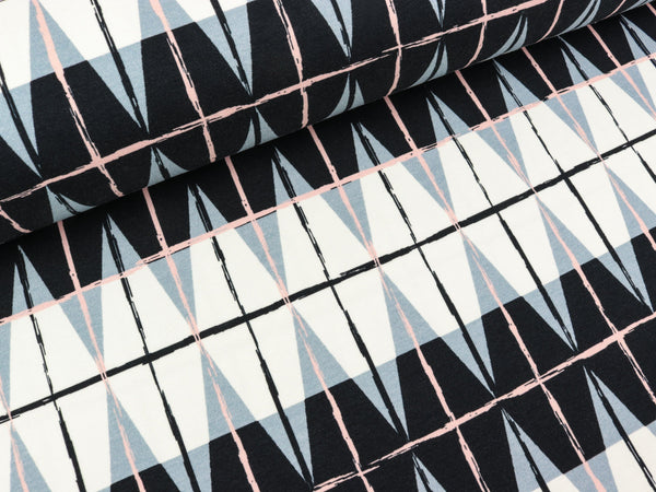 Reststück 48cm - Leichter Baumwollsweat Simply Karierte Rauten rosa by Lila-Lotta