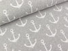 French Terry Big Anchor weiß auf grau meliert