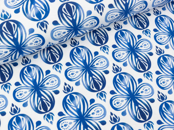 Reststück 27cm - Hamburger Liebe Baumwolljersey Weekender Alfama bluette-weiß