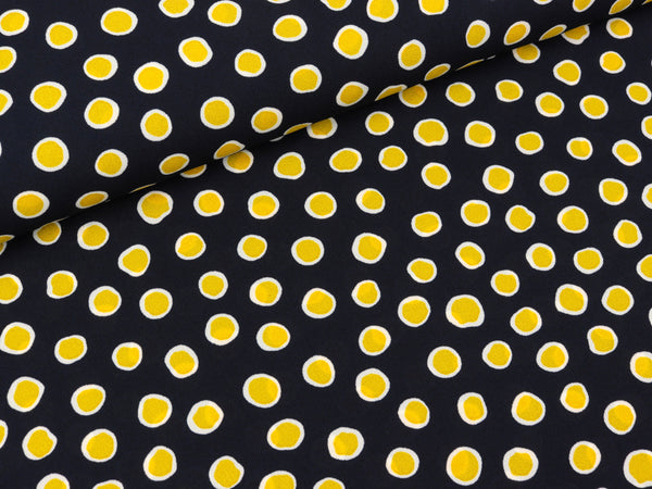 Crepe Georgette Dots gelb auf Navy