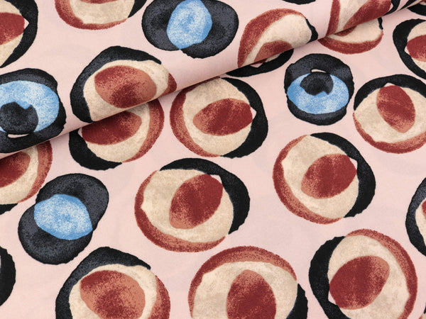 Viskose Twill Print Kreise nude-navy-bunt