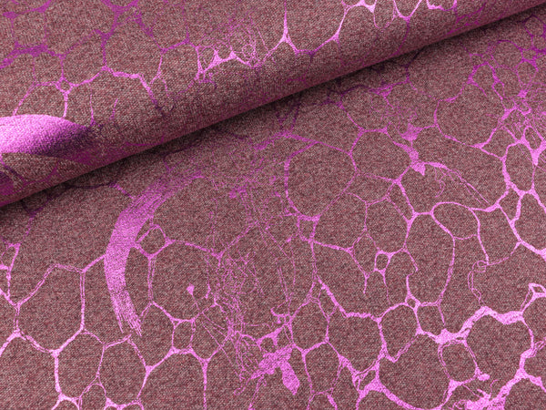 French Terry Miscaellaneous Folienprint pink auf beere meliert