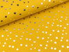 Baumwolljersey Folienprint Dots silber auf Senfgelb
