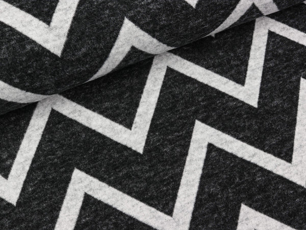 Jacquard Jersey Mats Chevron weiß auf Schwarz