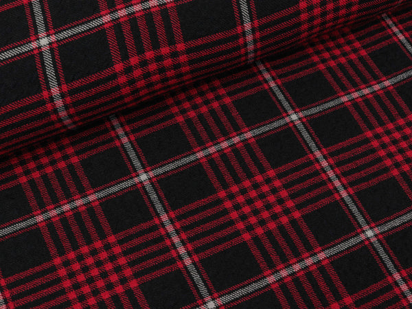 Washed Viskose Krepp Check rot-schwarz